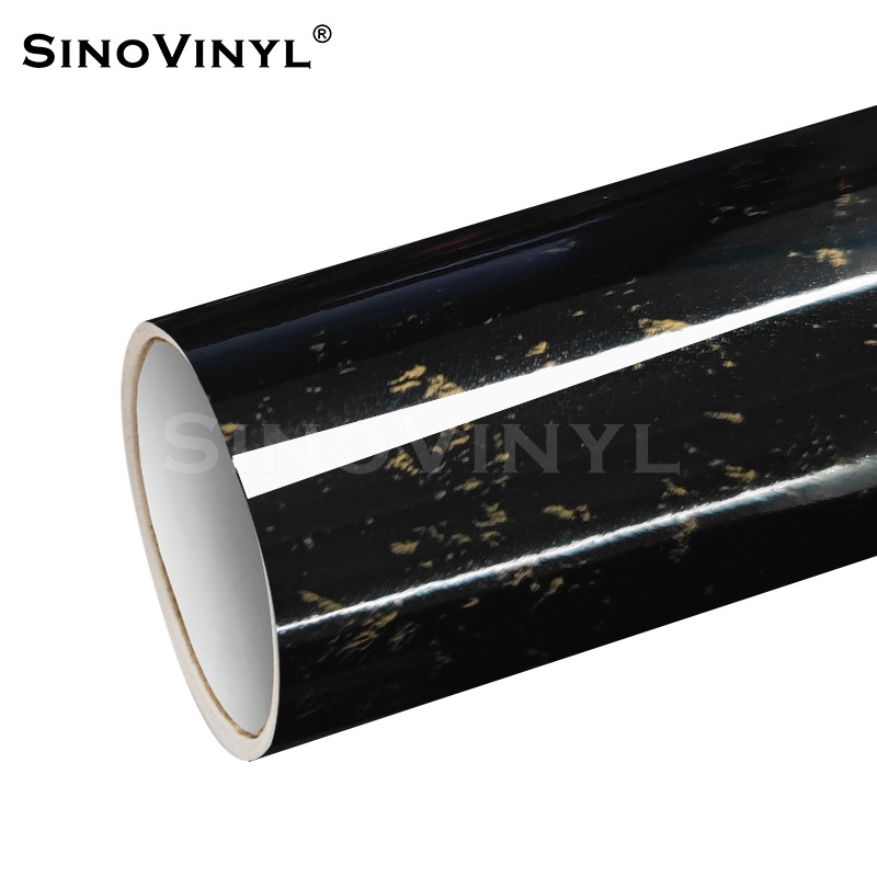 Carlake brillante cuerpo de fibra de carbono forjado color cambiante película oro y plata negro coche control central interior pegatina película decorativa