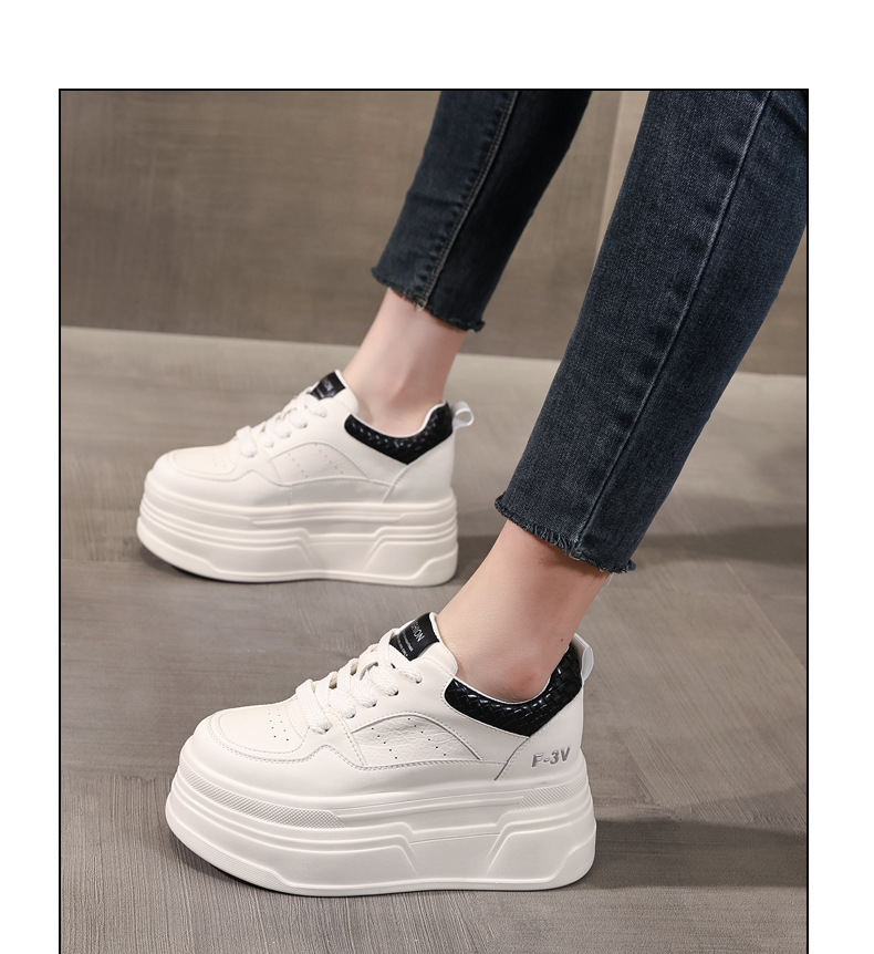Giày sneaker nữ đế dày trắng đa năng HK9880 đế xuồng 8 cm — đen chi tiết 12