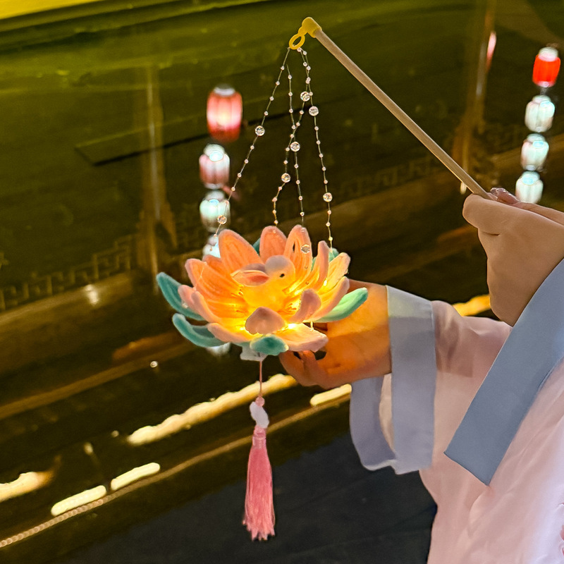 中秋节莲花灯笼 新款幼儿园儿童手工diy材料包扭扭棒兔子宫灯|undefined