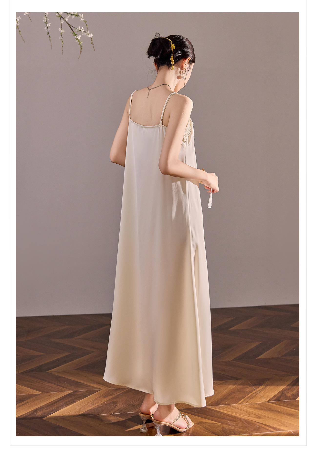 Đầm maxi nữ tay lồng cổ điển phong cách Trung Hoa mới, thiết kế thêu sang trọng — quả mơ chi tiết 17