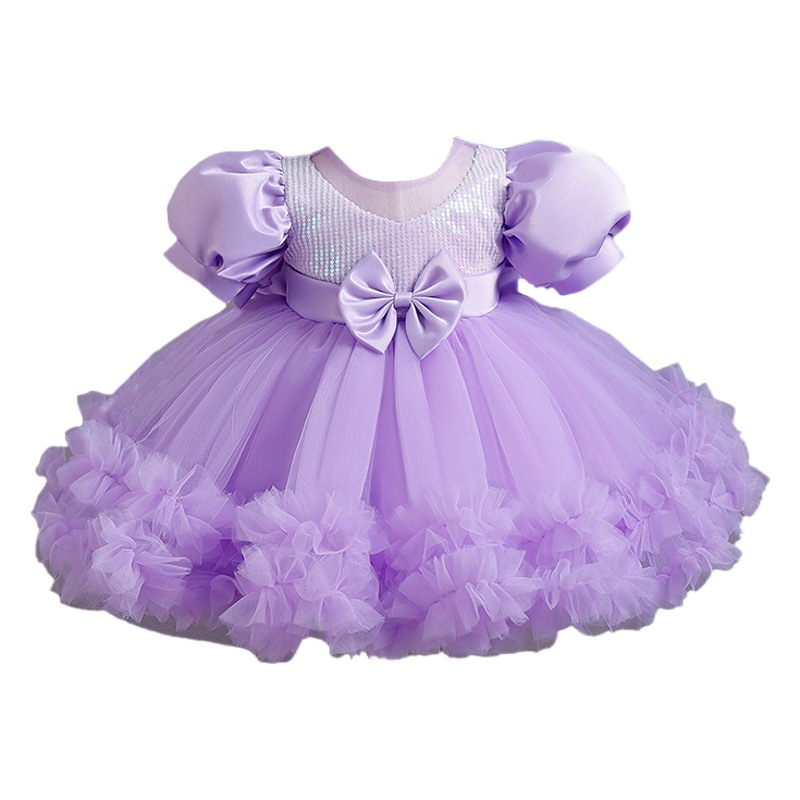 Vestido de princesa vestido de niña de flores de hilo esponjoso vestido de novia De niña pequeña pasarela vestido de noche para niños traje de piano de host