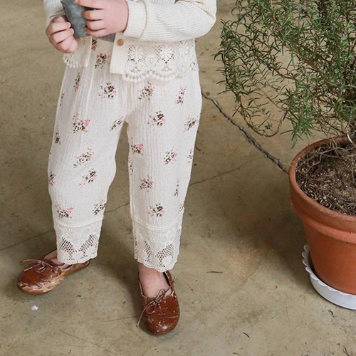 2024 Spring Strawberry Shan Korean Children's Clothing Girls Girls Fashion Lace Floral Casual Pants