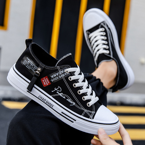2024 Spring New Breathable Men's Canvas Shoes Hong Kong Style Men's Shoes Casual Cloth Shoes Trendy Lightweight Low-top Sneakers