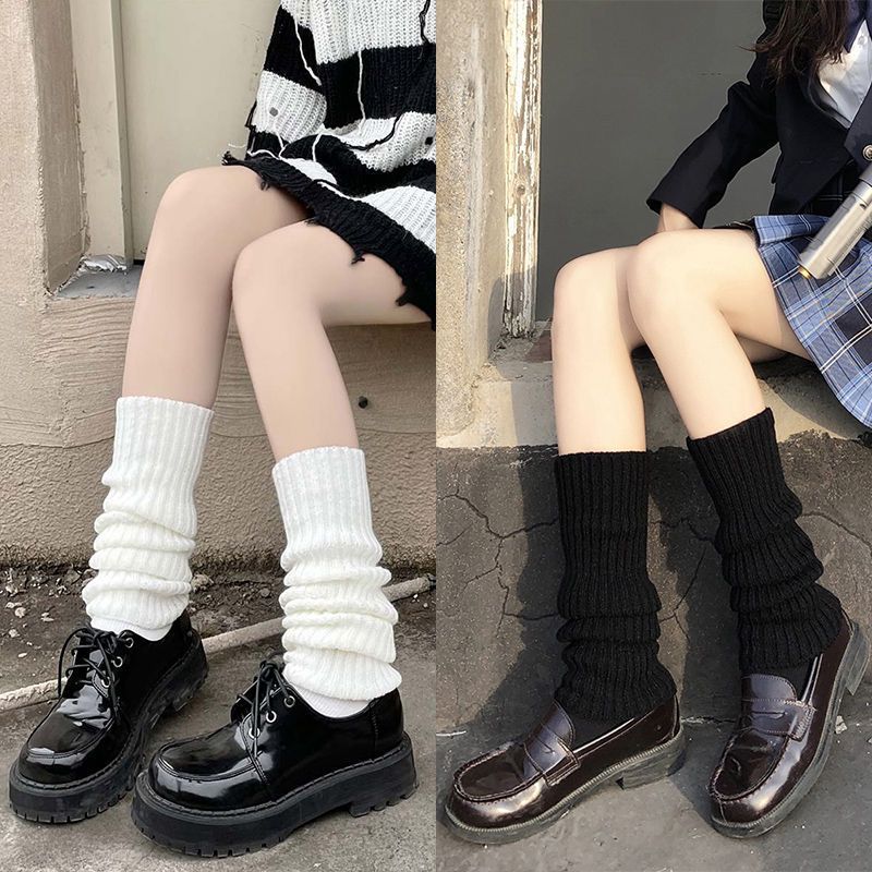 Japanese knitted white gaiters, socks, fitted, Lolita style