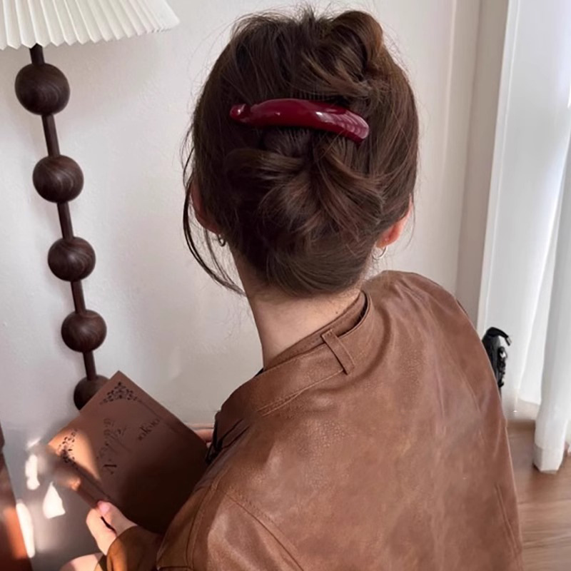 Anchor rojo torcido clip para el cabello de la cabeza de la mujer detrás de la cabeza de banano tocado de cabello de caballo de cabello de cabello