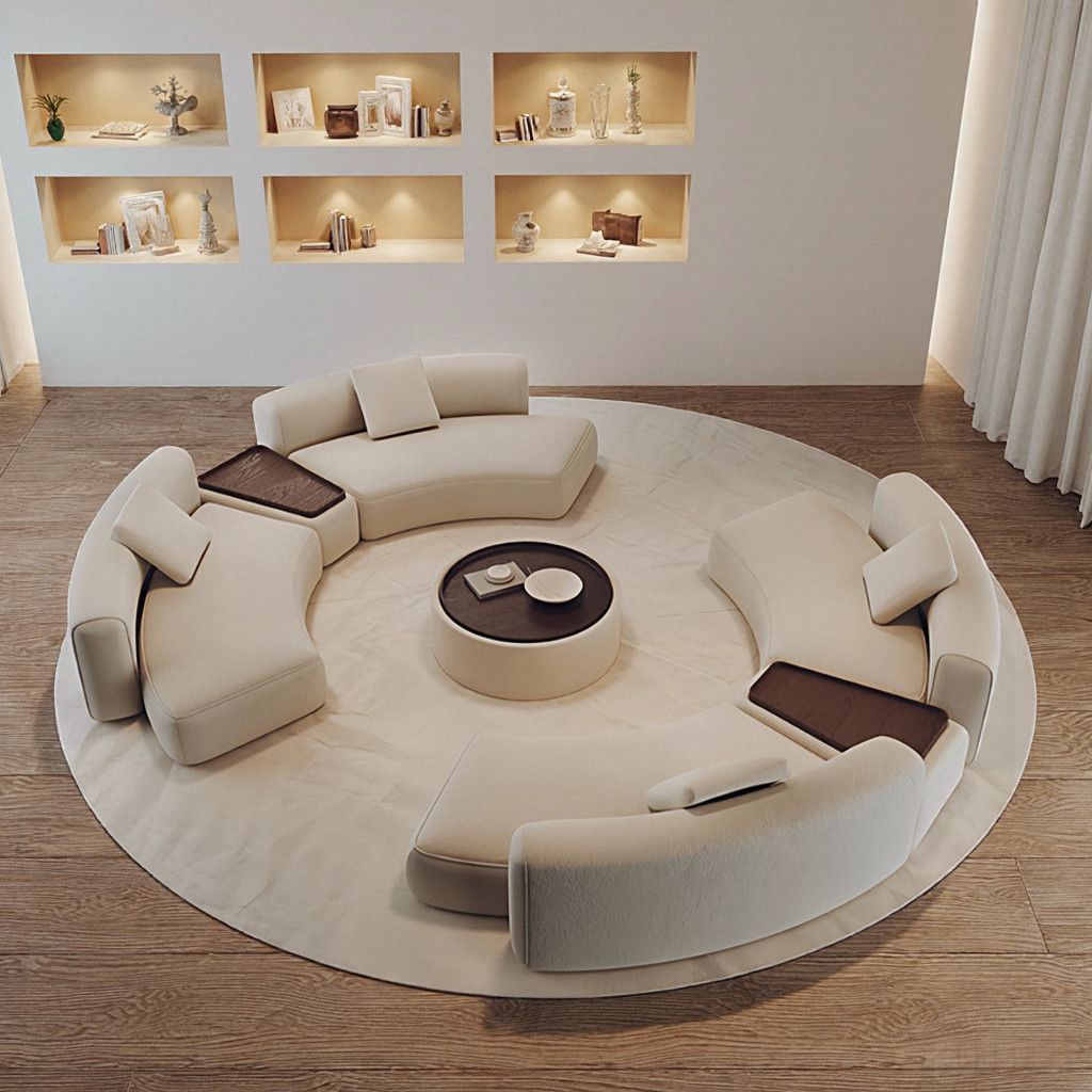 Diseñador minimalista italiano creativo gran sala de estar sala de estar hotel salón de belleza sofá de tela portafolio de negociación