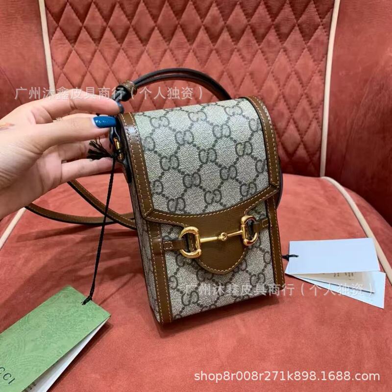 Cross-Border Export Guangzhou Double g Printed 1955 Mobile Phone Bag Mini Vertical Box Horsebit Shoulder Crossbody Women's Bag