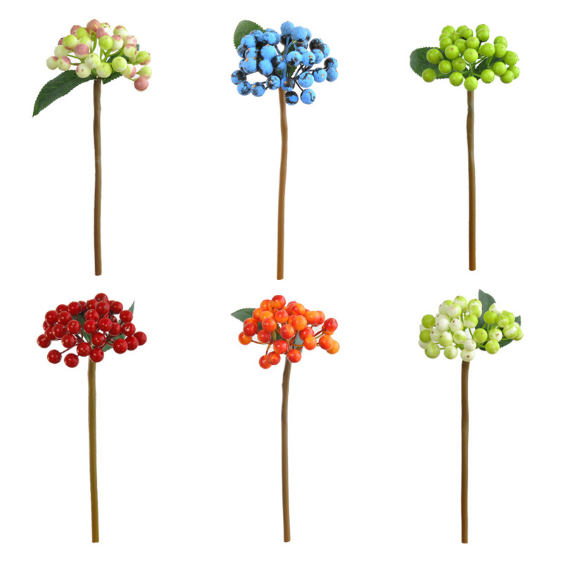 Foam Mini Red Berries Blueberries Fake Flowers Fortune Fruit Flower Wall Decoration Artificial Berry Branches_maomaolike.com