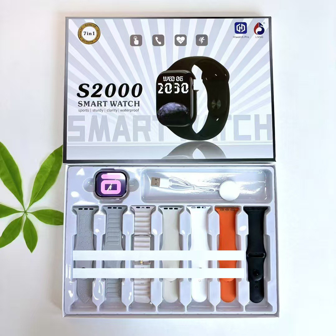 Huaqiangbei Cross-Border Hot-Selling S2000 Smartwatch 7-in-1 Set Bluetooth Call Heart Rate Sports Factory Wholesale