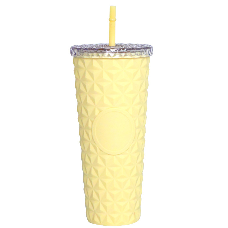 プラスチックカップ新型二重クリエイティブグラデーションマーメイドテールストローカップドリアンカップメッキカラースパンコールカップ|undefined