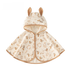 Summer Baby Cape Boys and Girls Children Outdoors Sunscreen Pure Cotton Gauze Baby Cute Cape Single Layer Ultra Thin Short 