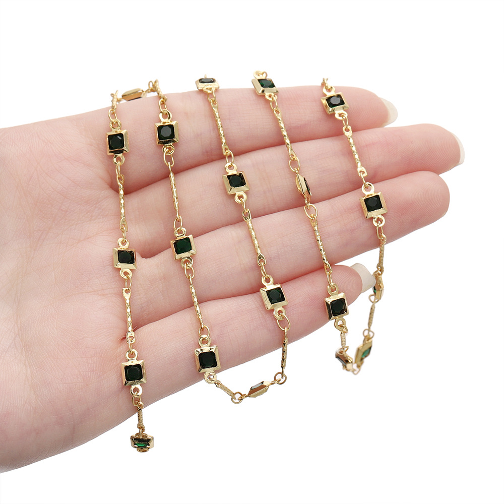 20g Weight Chain Jewelry Making Type Diameter 4.5mm Jewelry Making Size Zircon Inlay Material DIY Jewelry Accessories Classification One Meter Quantity Copper Material Geometric Pattern Plating Design Simple Style Style One Meter Copper Zircon  Diameter 4.5mm Jewelry Accessories Chain 4