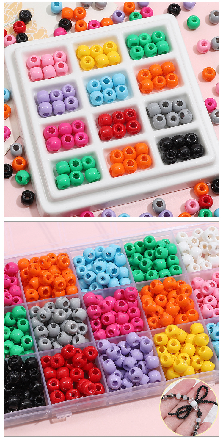 Jewelry Accessories Classification Hole 3~3.9mm Hole Size 5 Pieces Quantity 5 Pieces 6 * 8mm Hole 3~3.9mm Arylic Ball Solid Color Beads