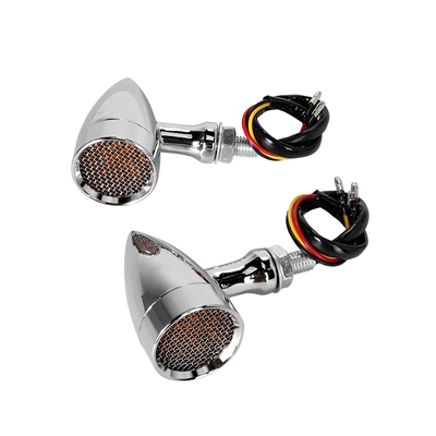 Motorcycle Retro Modified Aluminum Dönmə işıqları - led-net-turn-signal-light-electroplating-1-pair
