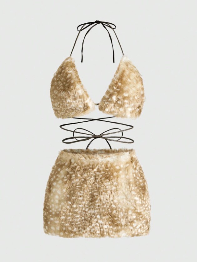 Verano estilo europeo y americano nuevo Y2K punto de onda sexy cabello caliente cabello perforación cabello desnudo back bikini vestido split set