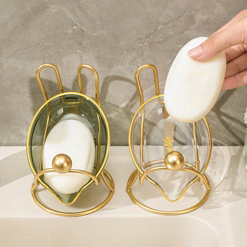 Light luxury soap box drain soap rack PET cartoon transparent soap box home bathroom high-end hot stamping storage