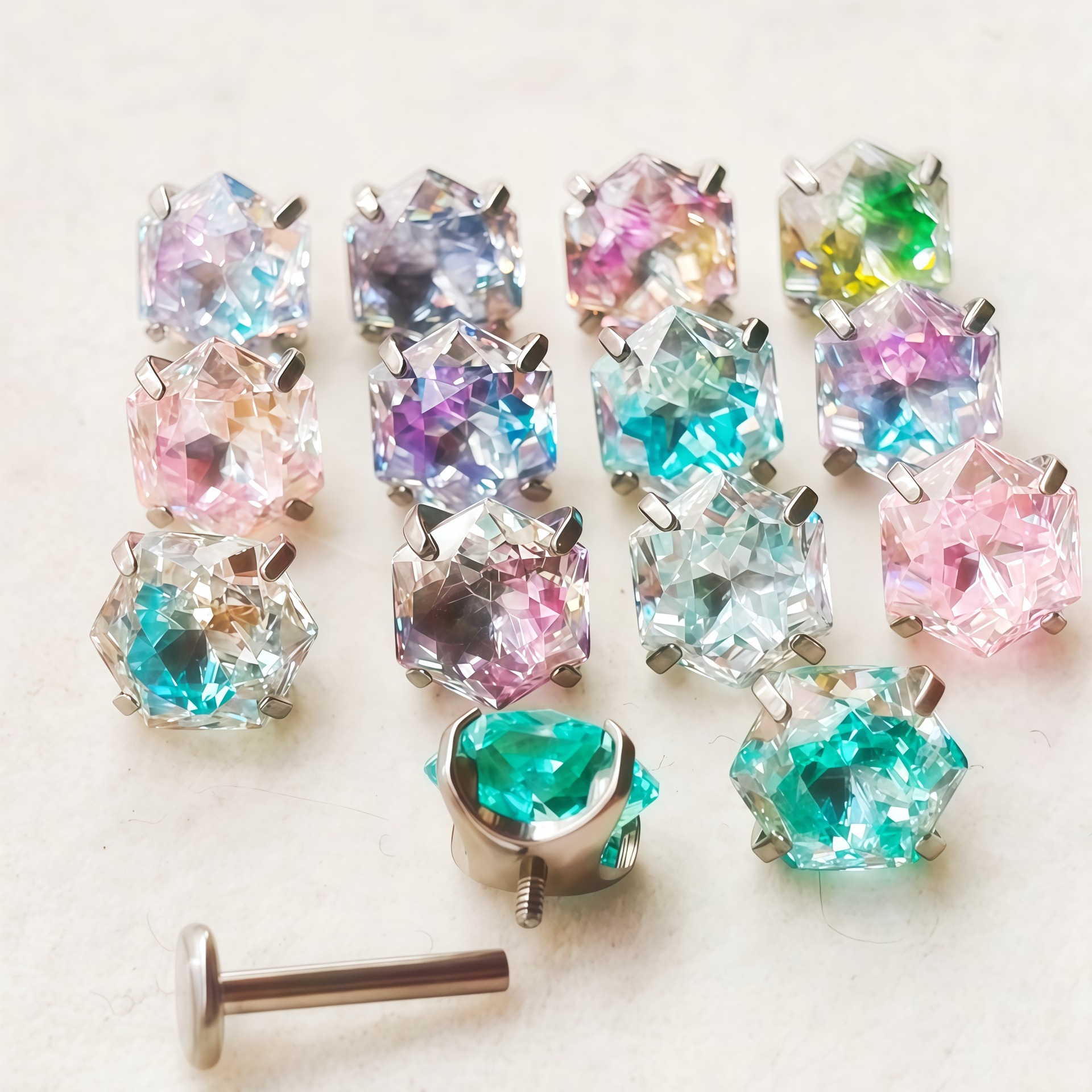 Pointed labret stud close-up product detail