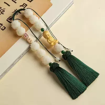 Car hanging, Ornament Car Interior Decoration Car - double-tassel-little-buddha-style-dark-green