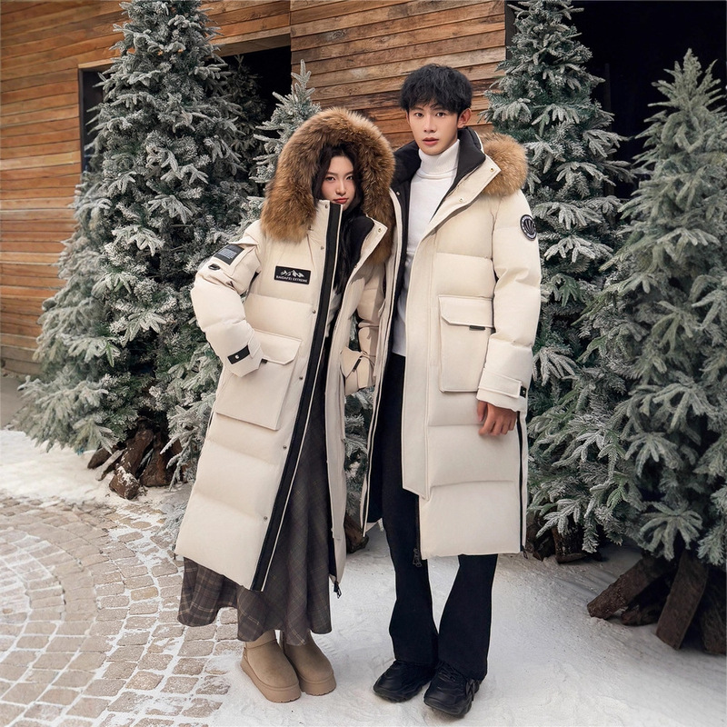 500g Extreme Cold Goose down Jacket for Women, Northeast Harbin Cold Weather Gear, Couple's Over-The-Knee Long Extreme Cold Coat
