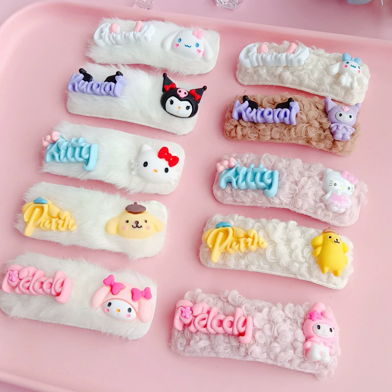 Новая продукция заколка для волос Sanrio, украшения для волос, заколка, девочка сердце мягкие украшения для волос девочки Kuromi имитация зайчика украшение с боку