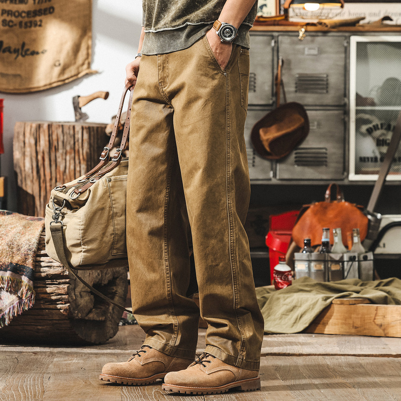 American Heavy Retro Work Pants Men's Spring 2025 New Straight Pants Rigid Twill Men's Casual Pants