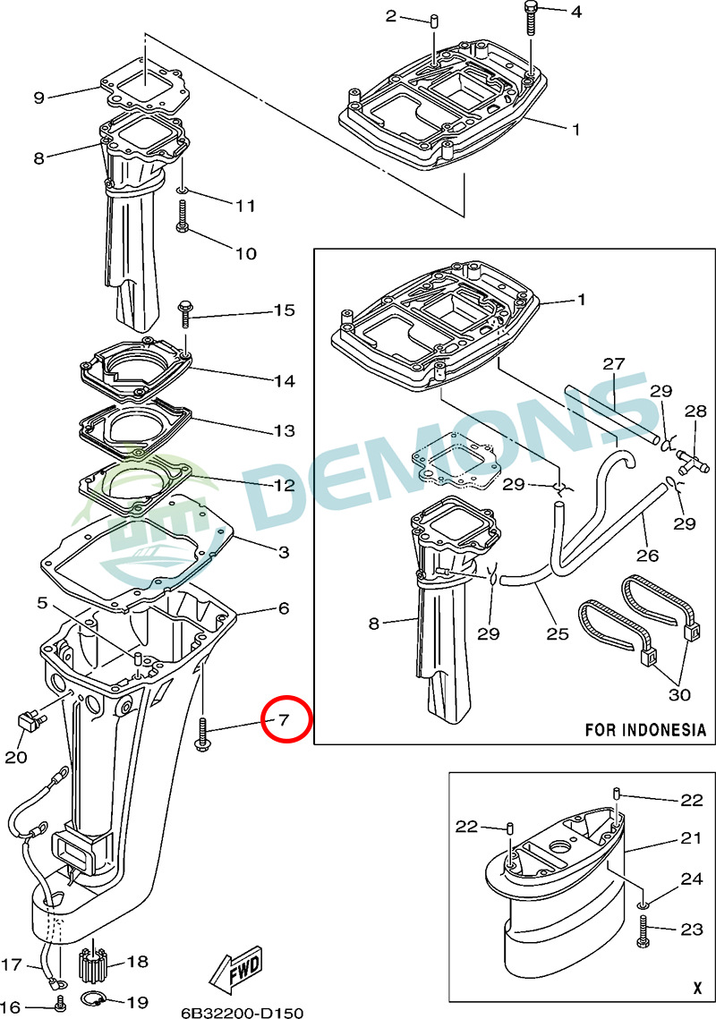 7)翟墨DEMONS舷外机船外挂机橡皮艇冲锋舟六角头螺栓97575-08550
