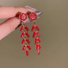 万福临门~新年红色国风爆竹福字耳环小众设计高级感过年喜庆耳饰