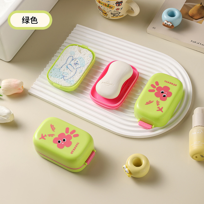 Caja de jabón de doble drenaje de dopamina de viaje portátil con tapa de alto valor con esponja Caja de jabón higiénico para el hogar y el baño