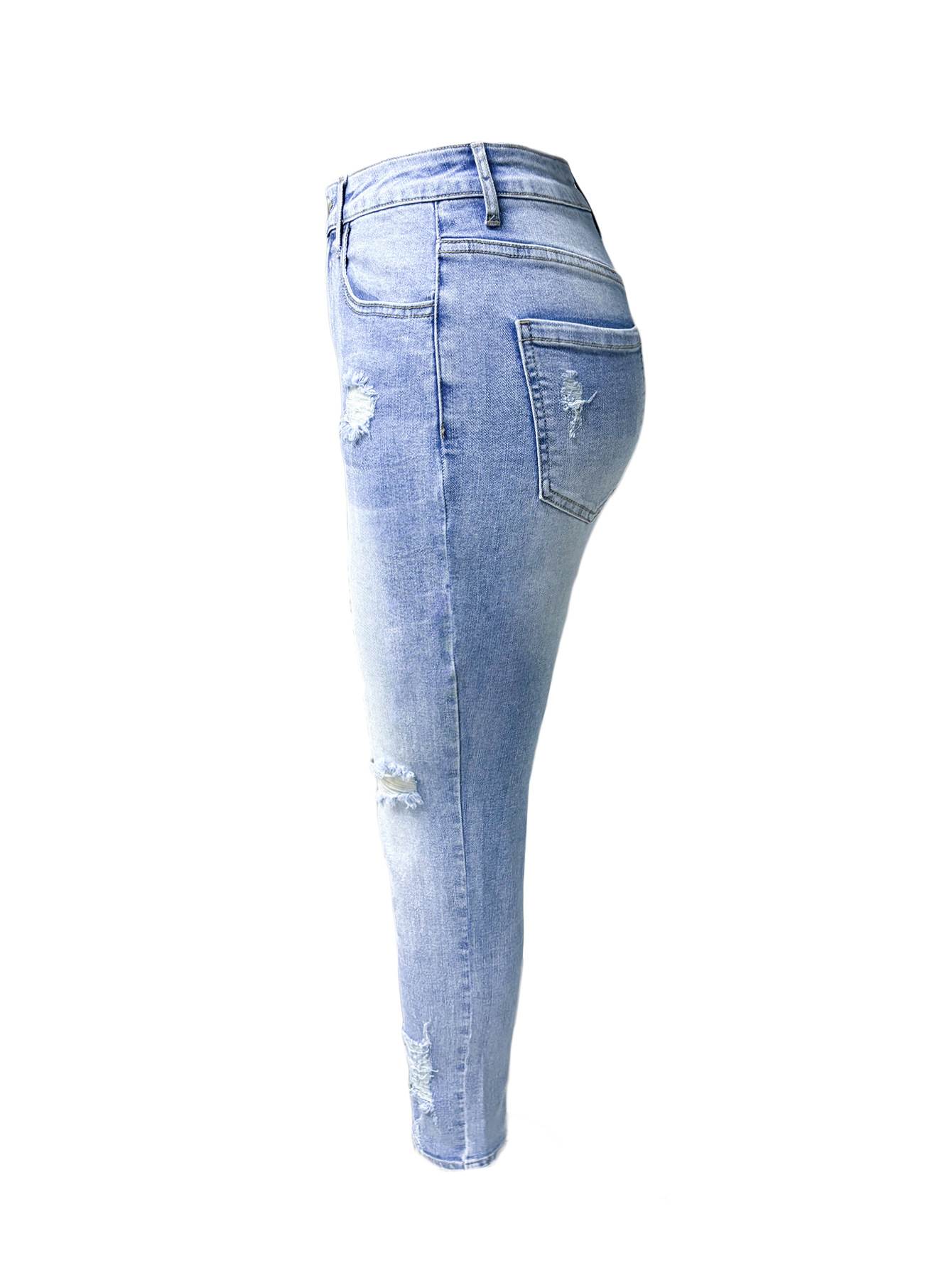 Women's Clothing Retro Denim Jeans For Women, Hot, High Waisted, Sexy, Hip Lifting, Tight Fitting, Ripped, Casual Skinny Jeans._ecoleips.com