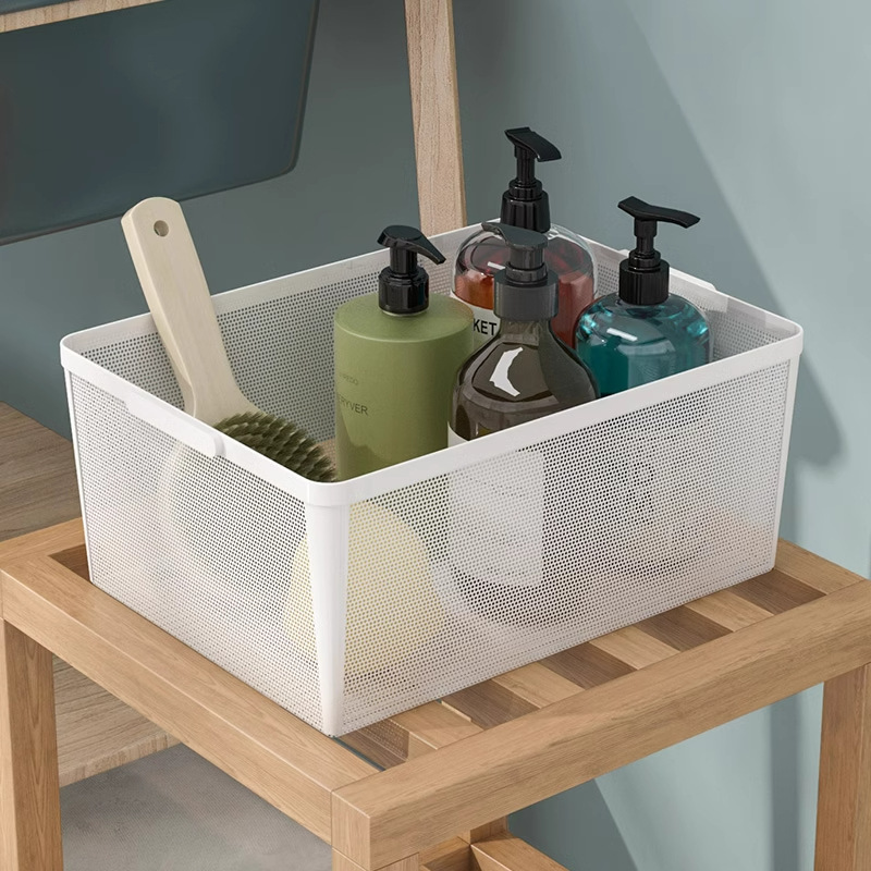 Cesta de almacenamiento de armario estante rectangular cocina cesta de malla cerrada mesa de metal forjado bocadillos caja de almacenamiento de artículos diversos