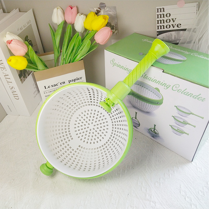 Salad dehydrator rotating centrifugal force vegetable dehydrator fruit creative dehydrator kitchen dish washing basin draining basket