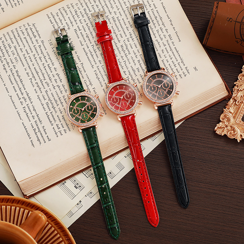 Cross-Border E-Commerce Popular Korean Version Multi-Color Full Diamond Alloy Decorative Watch Goddess Student Couple Quartz Watch