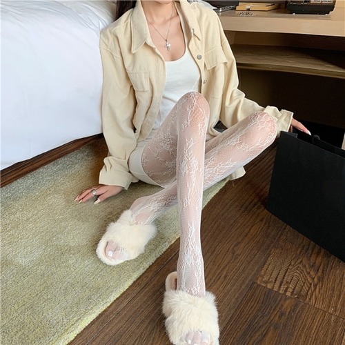 Lace fishnet stockings seamless bodysuit for women, summer thin, black, large size, fishnet stockings for undergarments