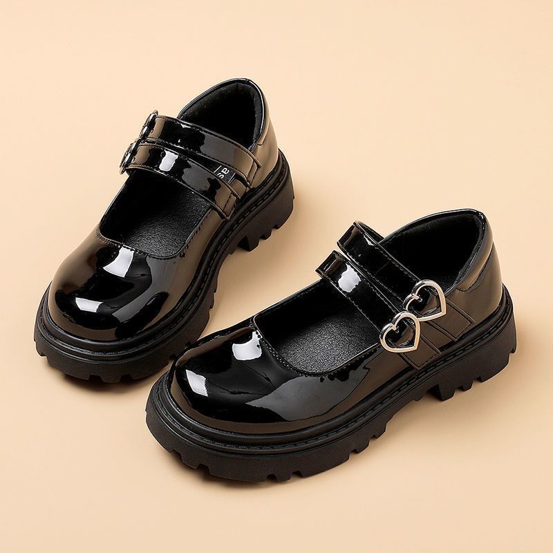 Zapatos de cuero para niñas 2025 primavera y otoño nuevos zapatos de baile para niños zapatos de princesa negros zapatos de niña
