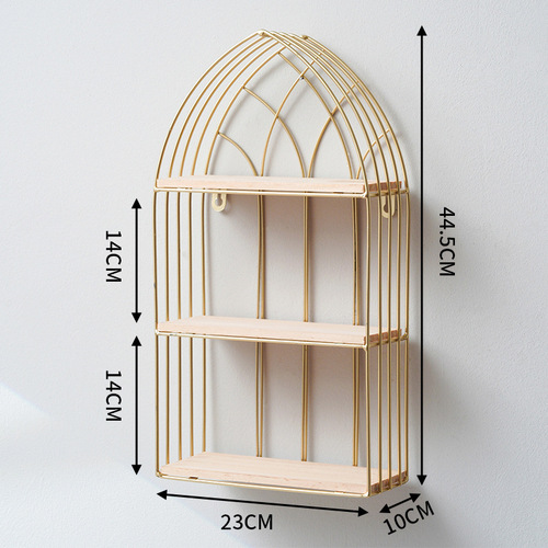 Light luxury wall storage rack wrought iron multi-layer window wall-mounted Nordic beauty and nail shop cosmetics storage display rack