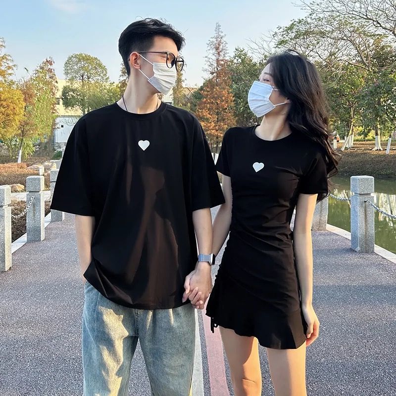 [little love black] dress + short sleeve t-shirt (two-piece pack)