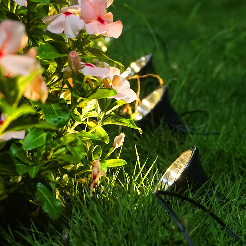 Solar outdoor courtyard ground stake floodlight with 10-watt warm white photocell garden LED ground stake light