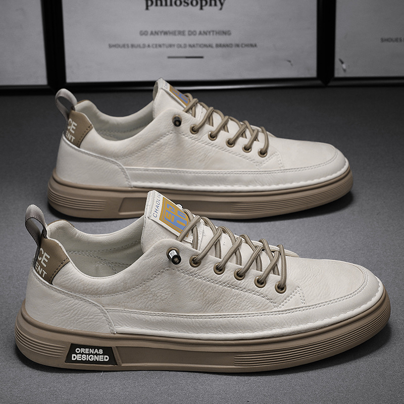 Zapatillas deportivas versátiles de cuero sin cordones para primavera 2026, para uso diario, deportivo y laboral, zapatos casuales negros para hombre.