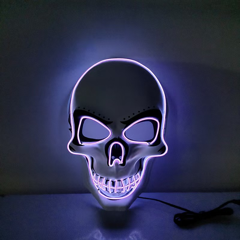 Halloween máscara de luz fría de PVC cráneo blanco máscara luminosa de fantasmas de terror