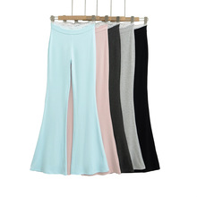 辣妹高腰拼接蕾丝垂坠感喇叭裤女2025夏季新款时尚弹力休闲裤长裤