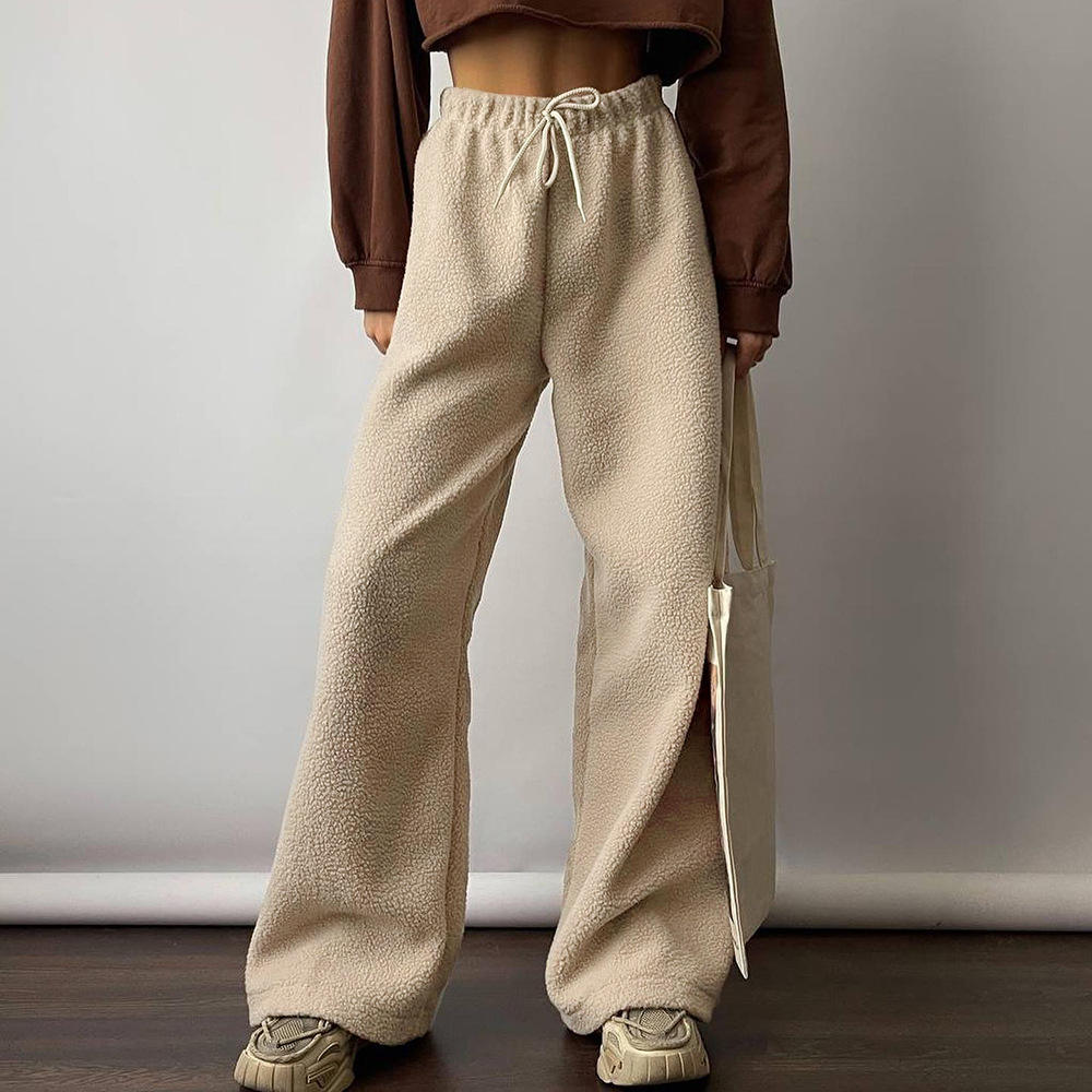 Damenbekleidung Hose mit weitem Bein aus Lammwolle_voghion.com