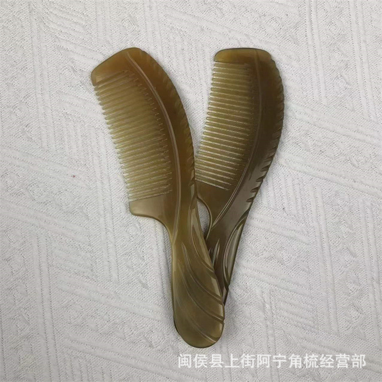 Natural Horn Comb Handle Massage Comb 20cm Smooth Round Teeth Scalp and Body Gua Sha Tool key features
