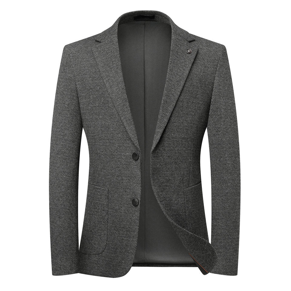 Áo vest nam công sở dáng ôm, pha len lông cừu, dày dặn, chống nhăn, cổ bẻ phẳng — màu xám