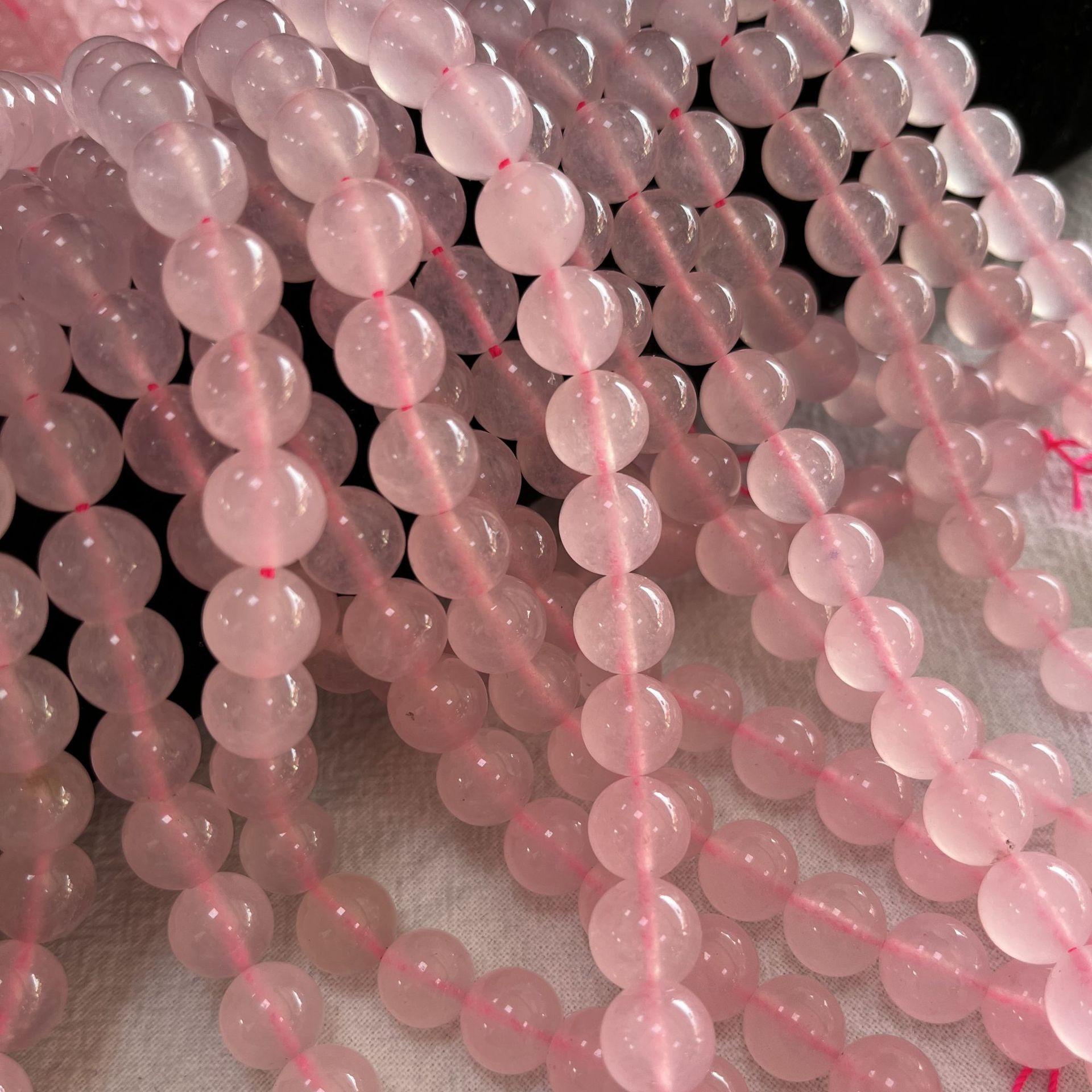 4-10mm粉玉髓圆珠 石英石串珠 优化粉晶散珠diy手链项链饰品配件