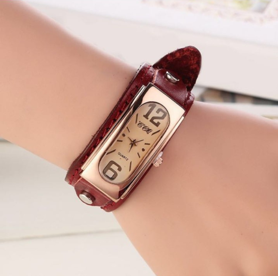 Cross-border foreign trade retro high-end rectangular women's watch fashion casual quartz watch genuine leather men's watch