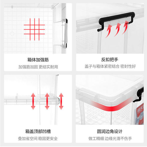 Plastic thickened pressure-resistant storage box high transparent small box clothing toy storage rear trunk cabinet