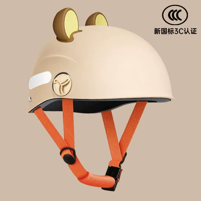 non-pressure head helmet, lightweight safety – Motosiklet kaskı (dəbilqə) - new-national-standard-3c-certification-mocha-color-bear-ears-one-size-fits-all