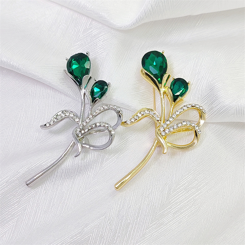 Luxuriöse Tulpen Brosche Mit Katzenaugen Stein Für Damen_voghion.com