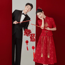 写真拍照道具新娘双喜喜字灯笼旗袍结婚红色婚纱照喜称新中式手持