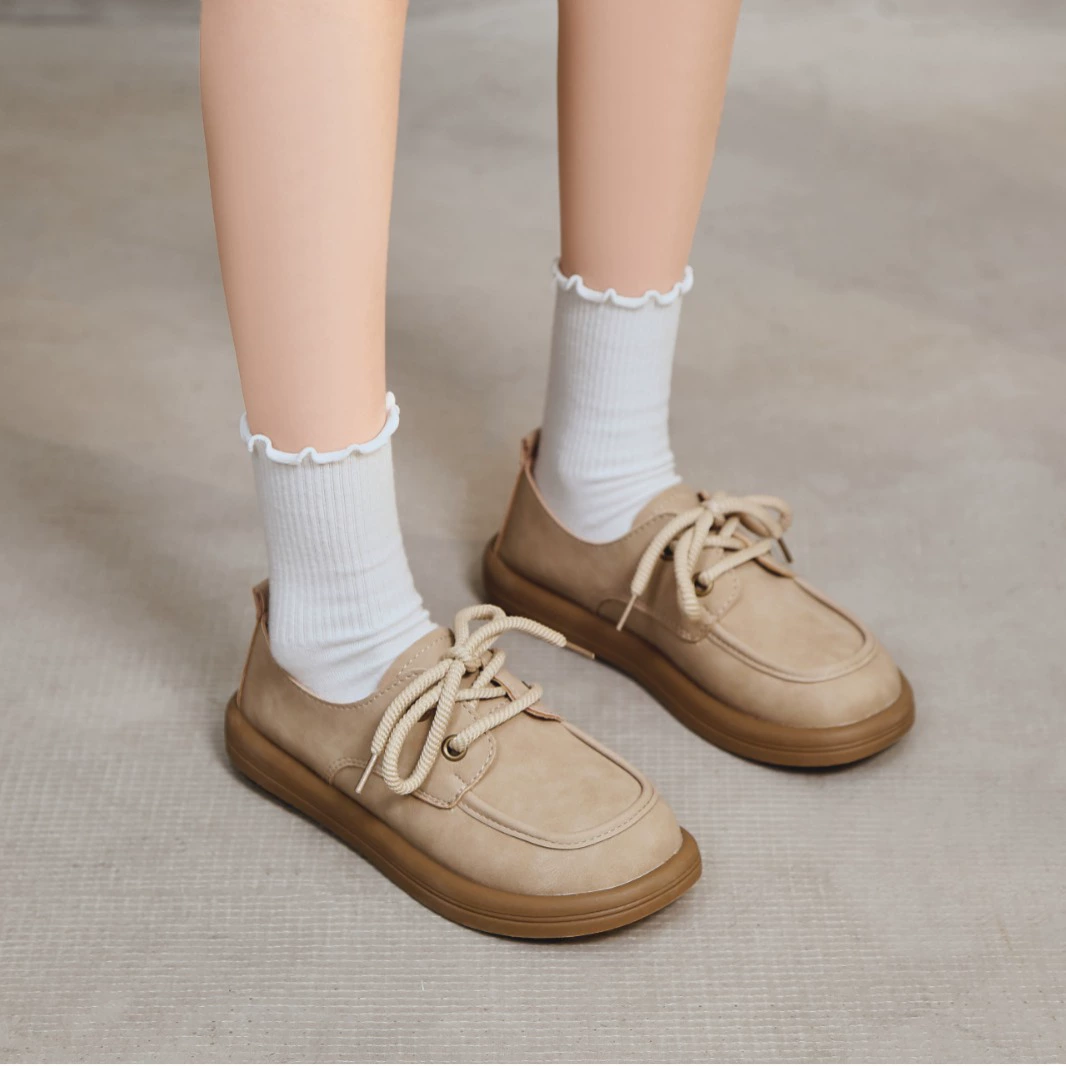 Birkenfeng Lefu обувь женский 2024 новый стиль весенняя женская обувь с толстым шнуровкой туфли